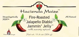 Label Jalapeño Diablo: hot pepper jelly from Hacienda Maize