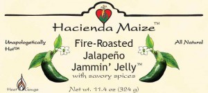 Label Jalapeño jelly: hot pepper jelly from Hacienda Maize